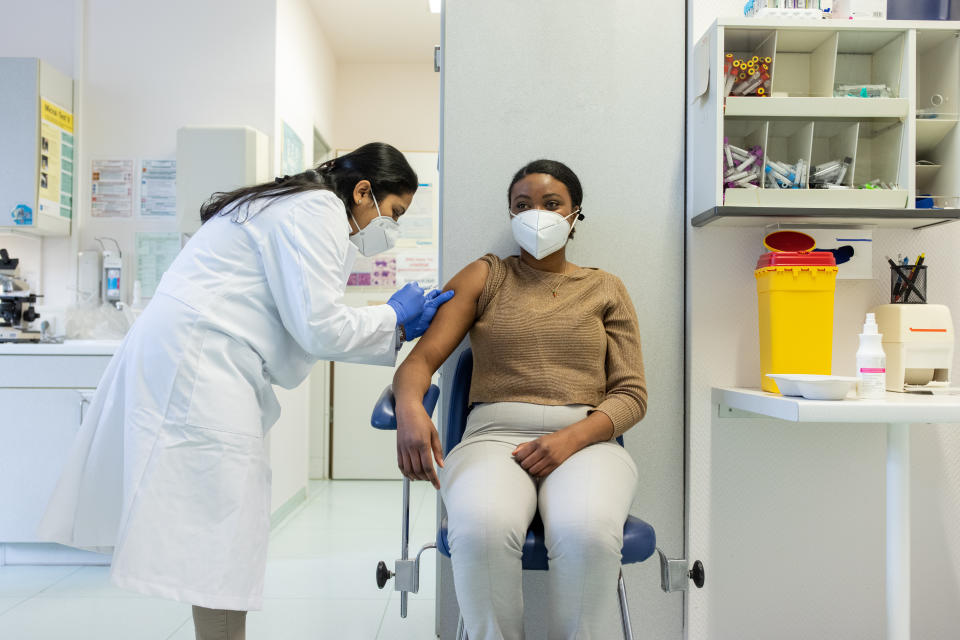 You likely won&rsquo;t have a choice in which vaccine you get, but regardless, you should get whichever is available to you. Those approved for use all do a great job at protecting against hospitalization or death from COVID-19, which is the goal. (Photo: Luis Alvarez via Getty Images)