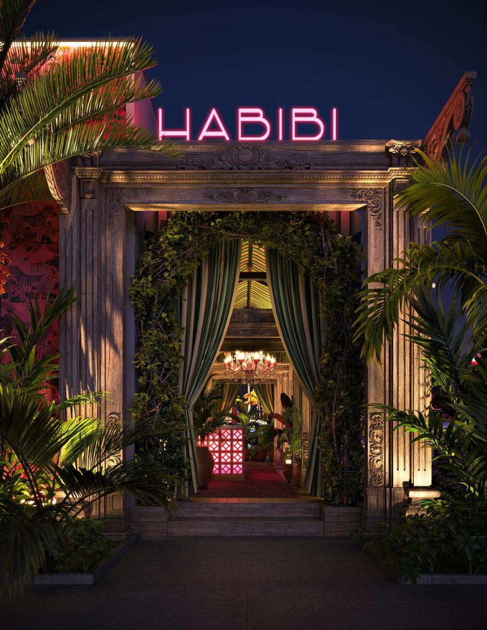 A rendering captures the entryway to Habibi Miami, coming this summer.