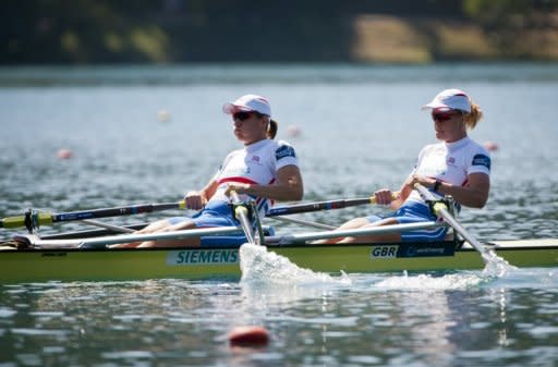 Katherine Grainger and Anna Watkins of Great Britain compete in women's double sculls at the 2011 world rowing championships in Slovenia