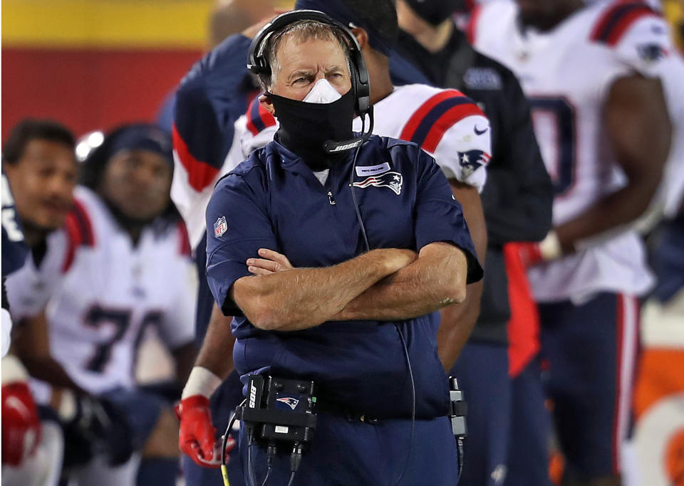 The NFL punished the New England Patriots for COVID-19 protocol violations with a $350,000 fine. (Photo by Jim Davis/The Boston Globe via Getty Images)