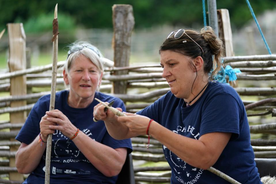 The roundhouse is being created at Butser Ancient Farm in Hampshire (Andrew Matthews/PA) (PA Wire)