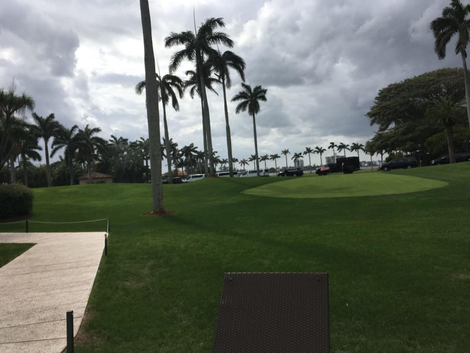 Donald Trump's presidential motorcade waiting at Mar-a-Lago in March 2017.