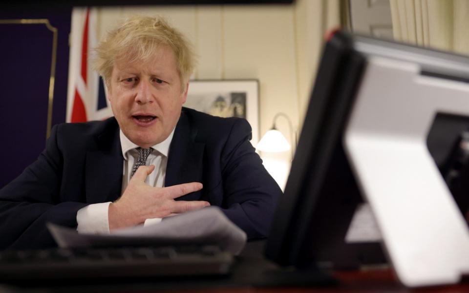 Boris Johnson speaks to Ursula von der Leyen from his office in Downing Street - Pippa Fowles/Number 10 Downing Street