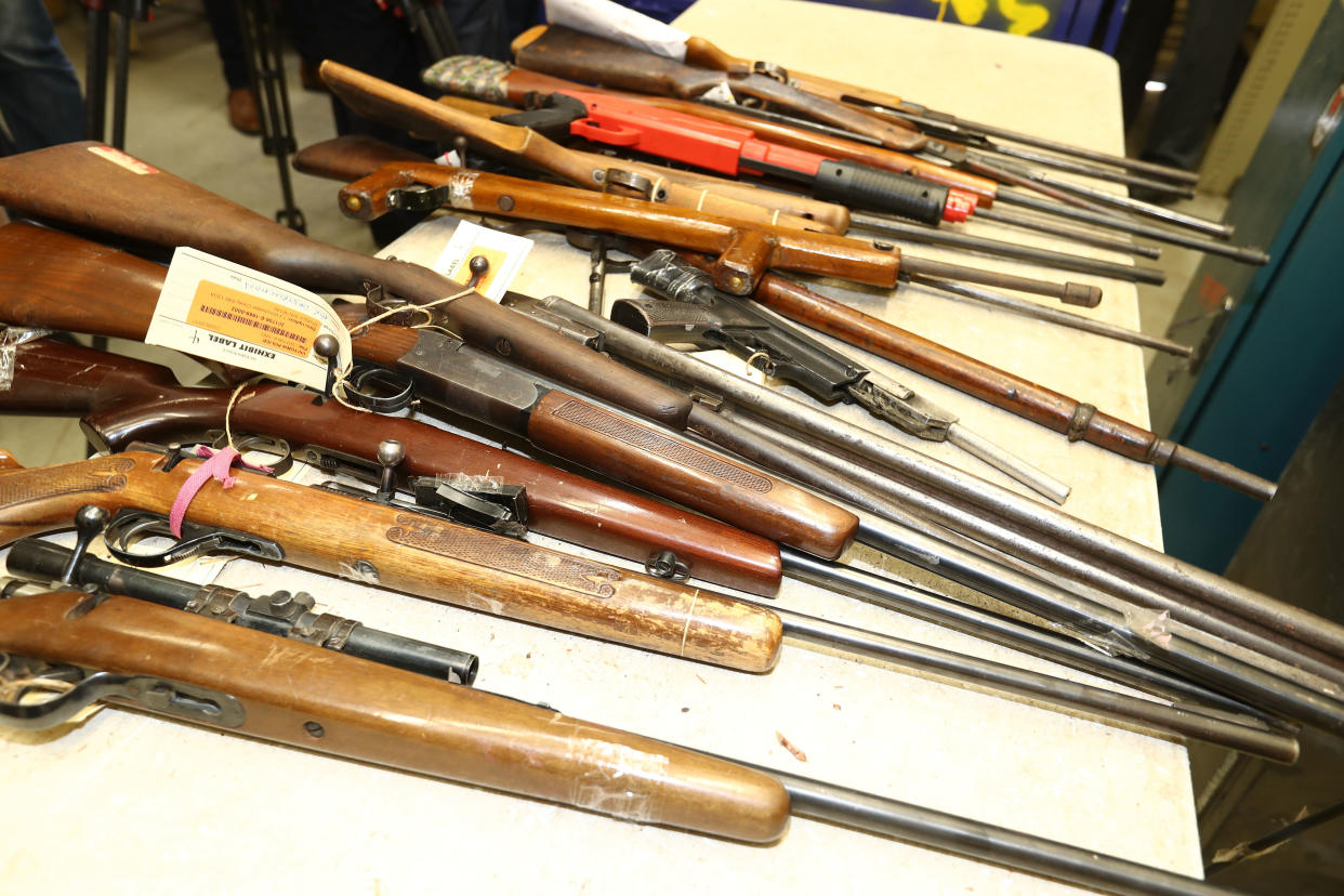 Weapons surrendered to Australian authorities during a 2017 gun amnesty program. (Photo: Robert Cianflone via Getty Images)