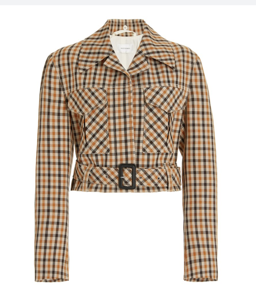 Kalimba Cropped Checked Wool-Blend Jacket