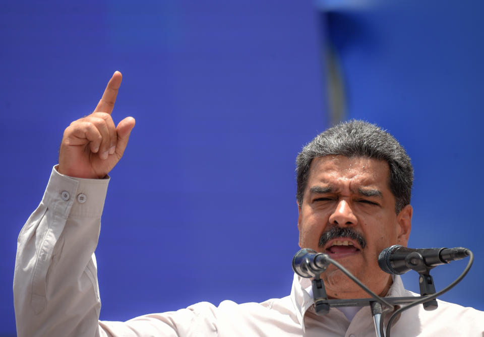 El presidente de Venezuela Nicolás Maduro habla el 15 de mayo de 2018 en un acto hacia las elecciones del domingo en la localidad de Charave (AFP | Juan BARRETO)
