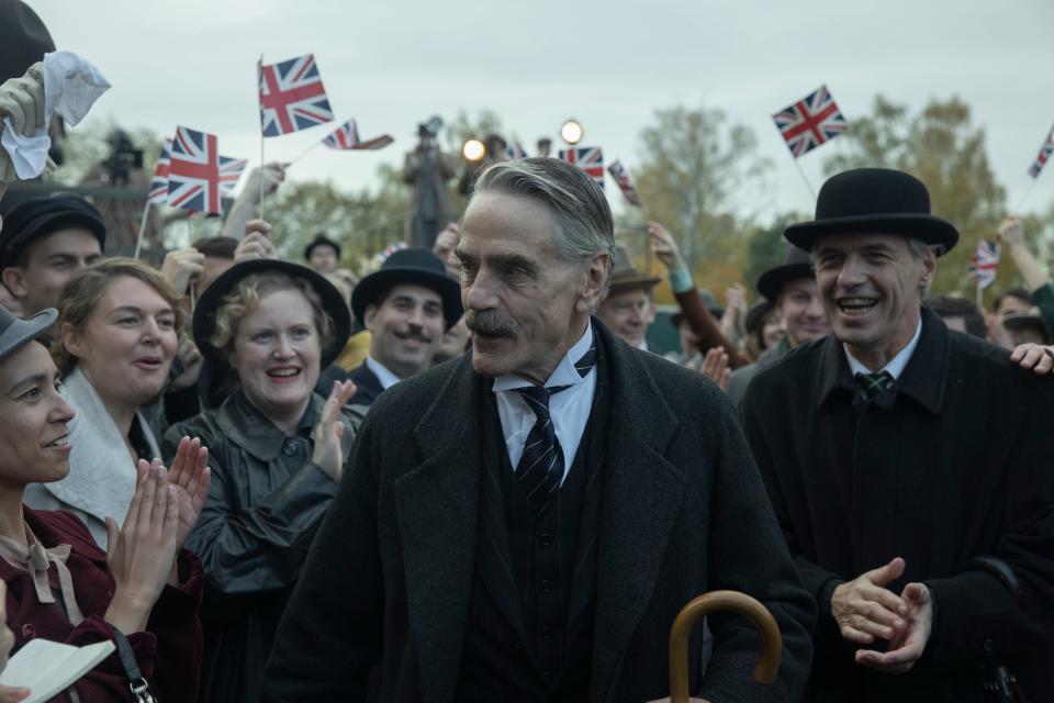 Jeremy Irons stars as British Prime Minister Neville Chamberlain, who travels to Munich to broker peace with German leader Adolf Hitler in "Munich – The Edge of War."