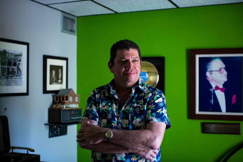 José Martínez, manager of WUPR, the town’s local radio station, poses for a portrait at the station on June 4, 2021, in Utuado, Puerto Rico. Martinez and Pedro Labayen, founder of the Radio Amateur Association of Utuado, worked together during hurricane Maria in 2017 after it left most of the island without communications.