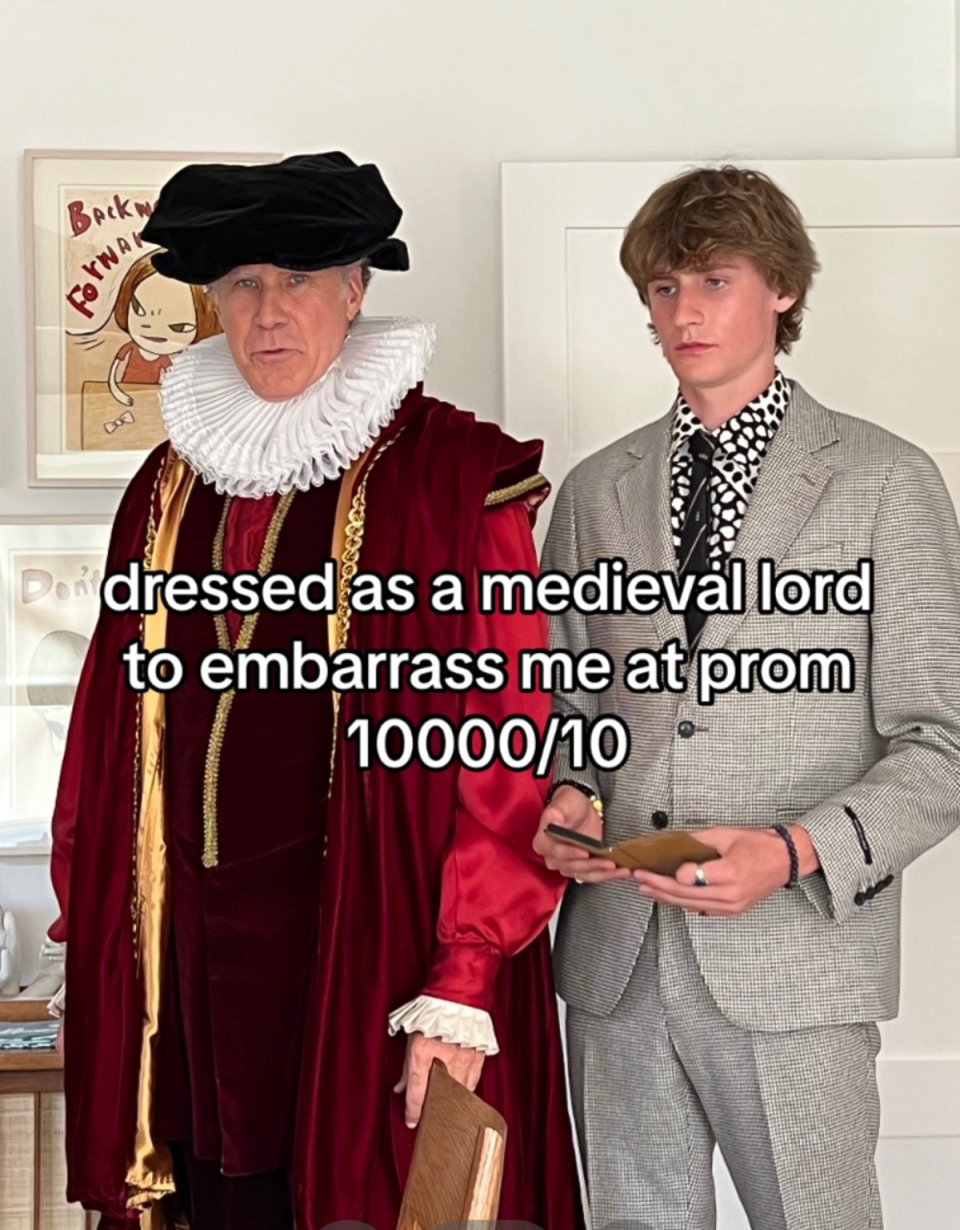 Will Ferrell dressed as a medieval lord to prank his son before prom (TikTok/Magnus Ferrell)