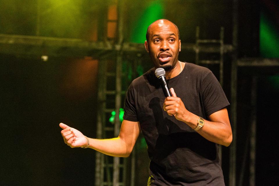 Edinburgh, UK. 05th Aug, 2017. The Pleasance venue launched its 2017 Edinburgh Fringe Festival programme hosted by comedian Ed Gamble  Pictured: Comedian Dane Baptiste playing at Pleasance Courtyard Credit: Rich Dyson/Alamy Live News