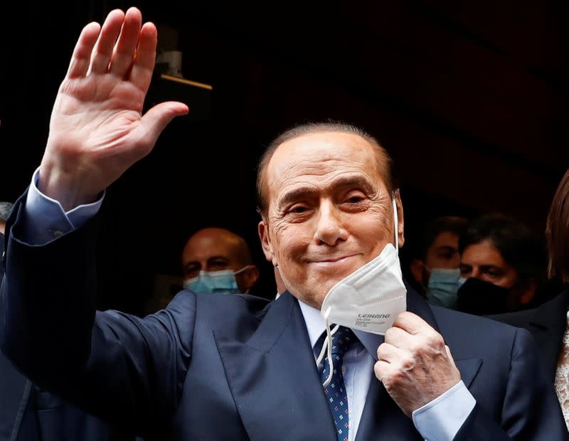 Berlusconi arrives at Montecitorio Palace for talks on forming a new government, in Rome