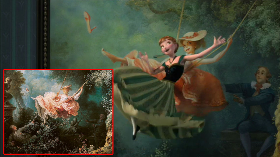 The Swing in Frozen: The painting that Anna swings in front of is a tribute to the famous artwork ‘The Swing’ by Jean-Honoré Fragonard. It was painted by Disney’s Lisa Keene during the development of ‘Tangled’.