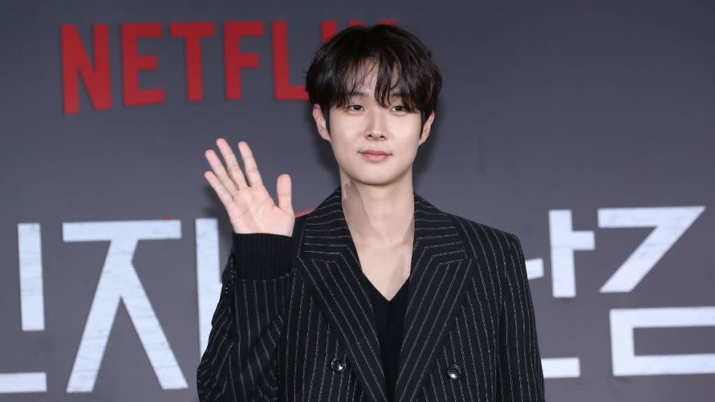 Choi Woo-Shik at Netflix's A Killer Paradox press conference (Photo Credit: Han Myung-Gu | WireImage via Getty Images)