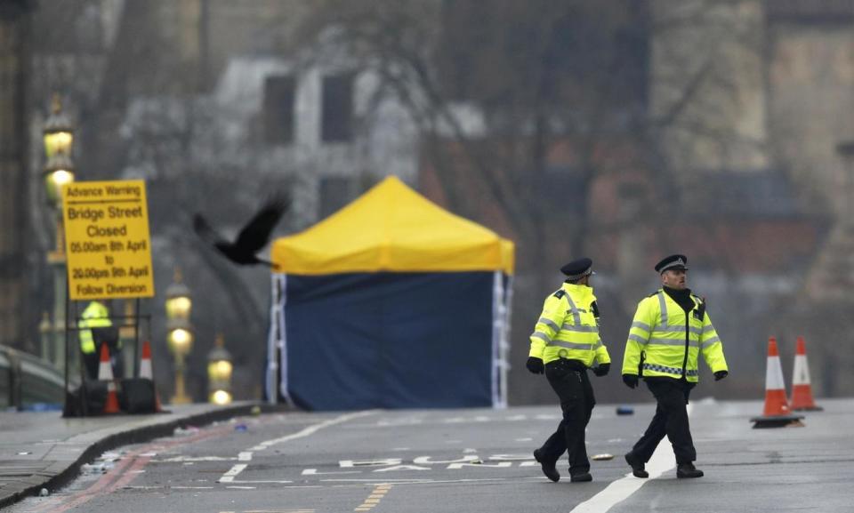 'Complicated investigation': A forensic tent on Westminster Bridge (Darren Staples/Reuters)