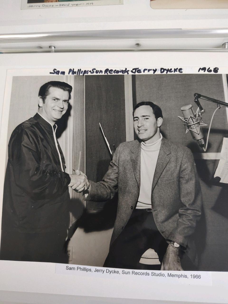 Jerry Dycke, who then lived in Topeka, shook hands in 1966 with Sun Records owner Sam Phillips at his studio in Memphis. Dycke spent five years recording music under contract with the company.
