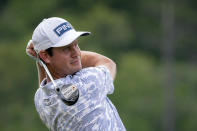 Harris English watches his drive off the first hole during the third round of the Palmetto Championship golf tournament in Ridgeland, S.C., Saturday, June 12, 2021. (AP Photo/Stephen B. Morton)