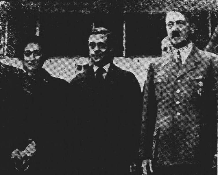 <span class="caption">The Duke of Duchess of Windsor, pictured with Adolf Hitler in 1937, were the last people to hold that title.</span>