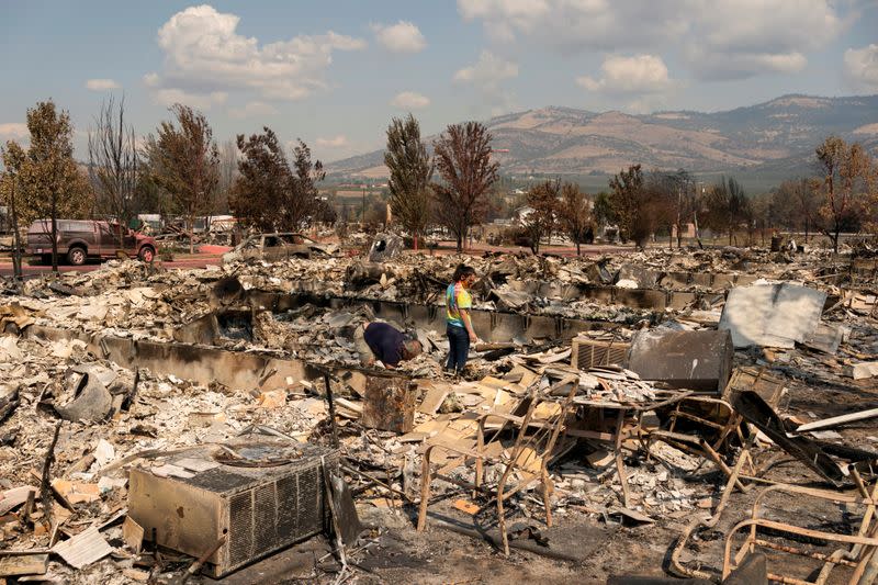 Destruction after wildfires in Oregon