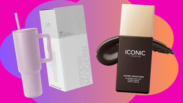 Simple Modern 40 oz tumbler and Iconic London super smoother blurring skin tint.