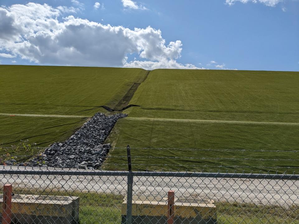 Runoff and leachate from the line landfill at Sutton that contains the buried coal ash is collected before it is discharged from the site.