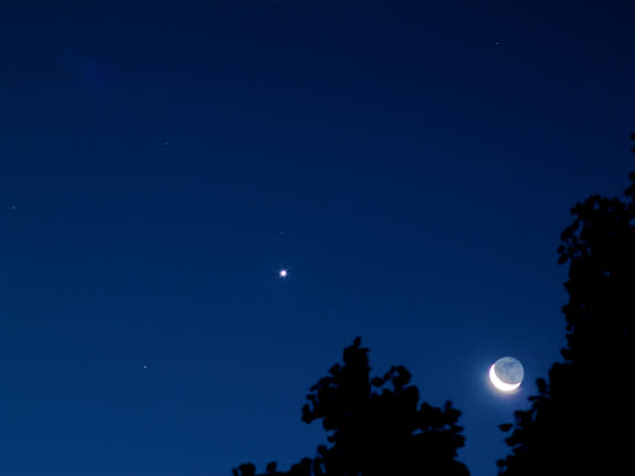 Astrophotographer Brett Schaerer took this photo of the moon, Venus, and M44 from Portland, OR, on September 12, 2012.