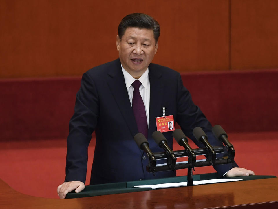 Chinese President Xi Jinping delivers a speech at the opening session of the Chinese Communist Party's Congress at the Great Hall of the People in Beijing: AFP/Getty Images