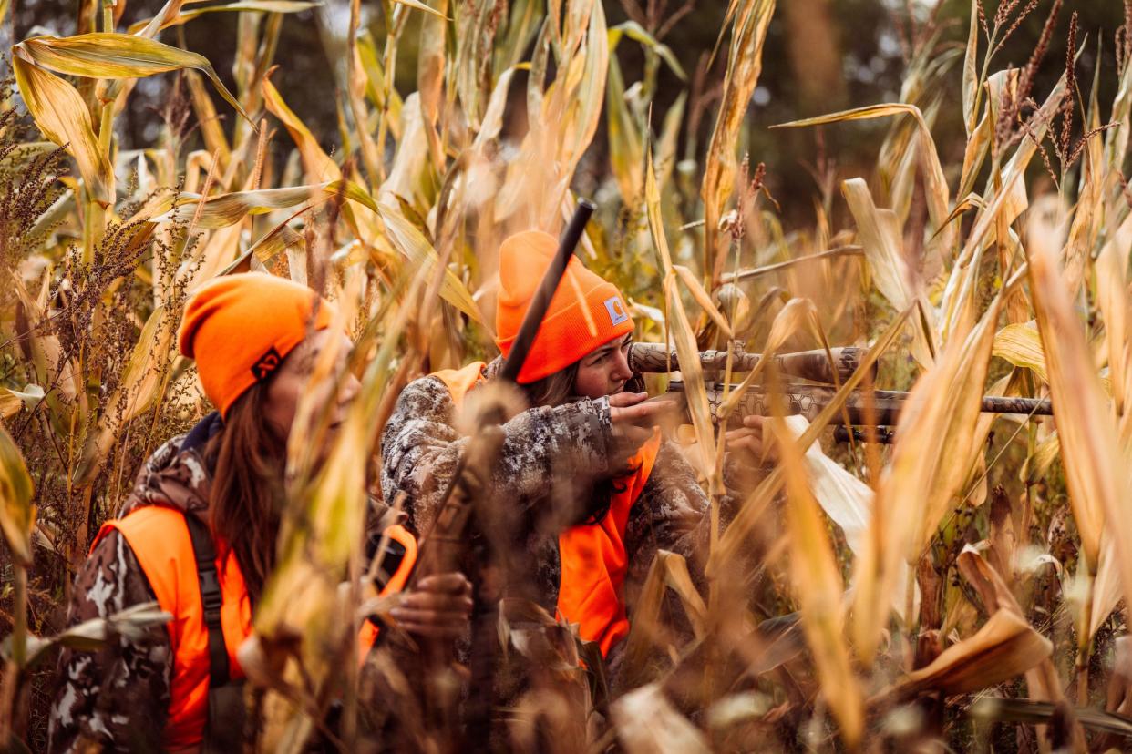 Standing corn is one of the most productive areas for Vermont hunters trying to harvest a black bear in the early fall. Vermont Fish and Wildlife always encourages hunters to wear a blaze orange cap and vest during fall big game seasons.