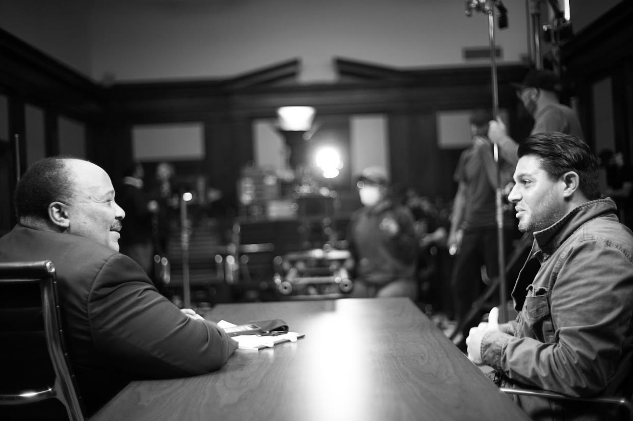 Martin Luther King III and producer Kapil Mahendra on location for 'Protect/Serve'
