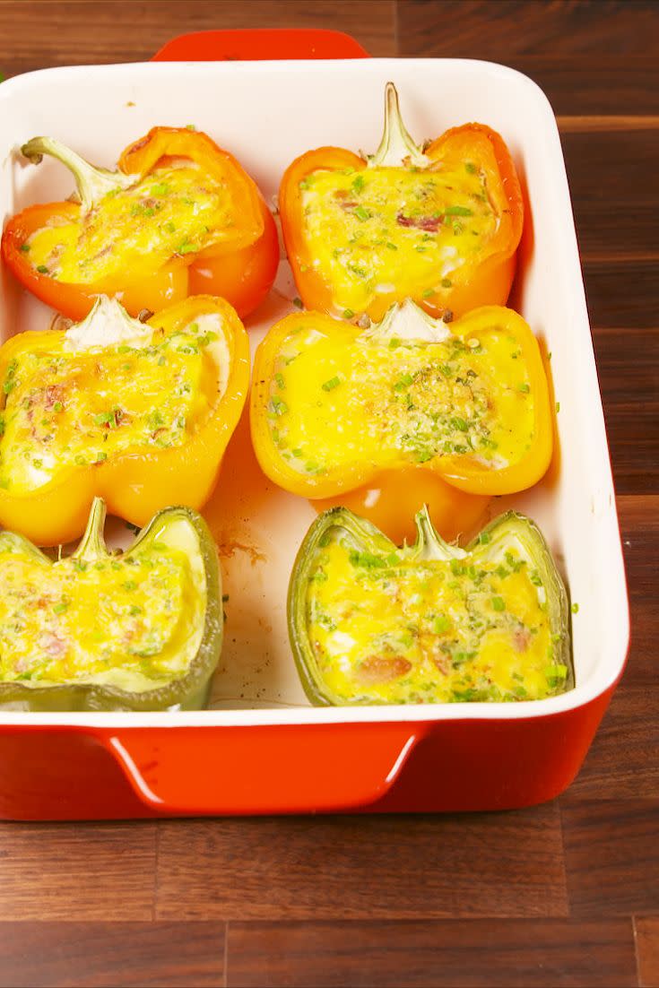 <p>Bonus: they're perfect for a crowd<strong>.</strong></p><p>Get the recipe from <a href="https://www.delish.com/cooking/recipe-ideas/recipes/a58119/omelet-stuffed-peppers-recipe/" rel="nofollow noopener" target="_blank" data-ylk="slk:Delish;elm:context_link;itc:0;sec:content-canvas" class="link ">Delish</a>. </p>