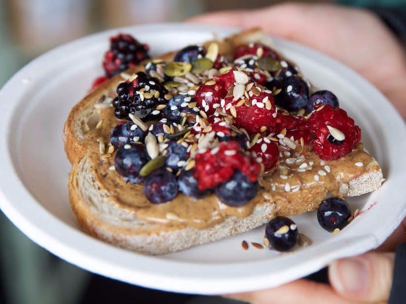 peanut butter berries toast