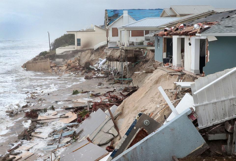 Some homes in Wilbur-by-the-Sea collapsed into the Atlantic Ocean on Thursday after being pounded by the rain, wind and surf generated by Tropical Storm Nicole. Seven homes were washed into the ocean, according to Volusia County Sheriff Mike Chitwood.