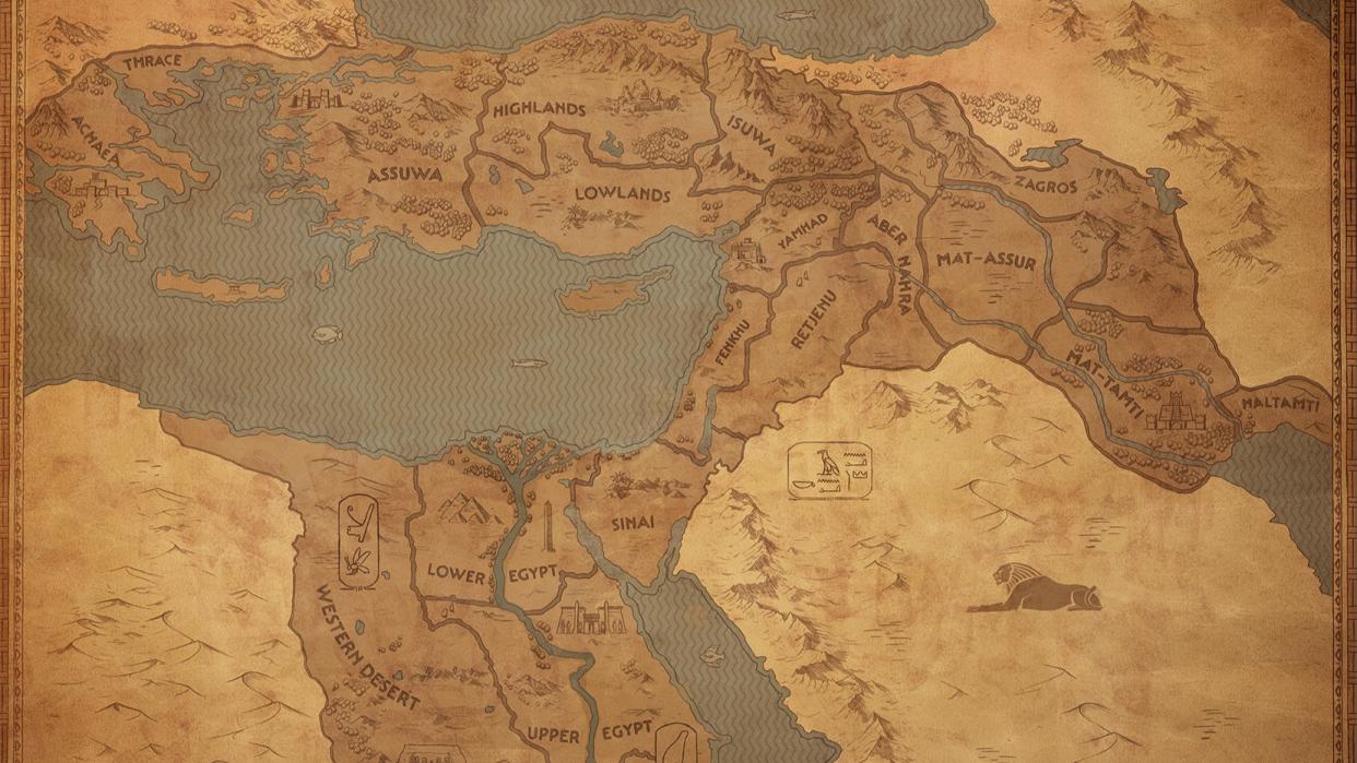  An in-development updated map artwork for Total War: Pharaoh's free update including the Aegean and Mesopotamia. 