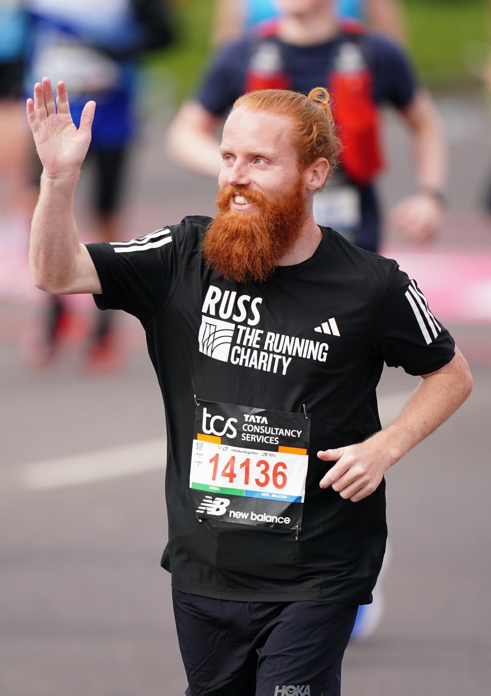 ‘Hardest Geezer’ Russ Cook during the marathon (Zac Goodwin/PA Wire)