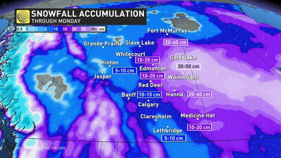 Prairies snow totals