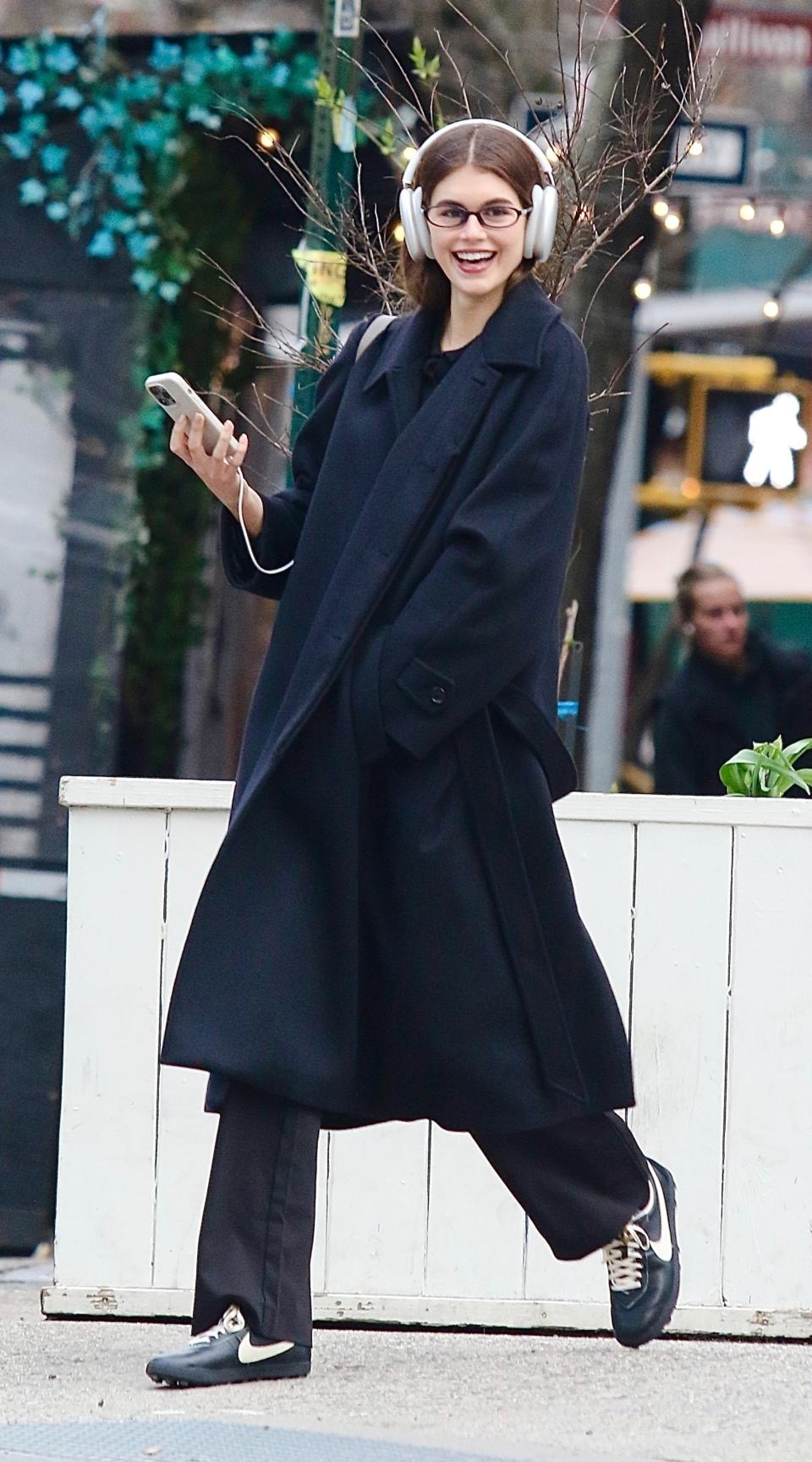 Kaia Gerber walks in New York City