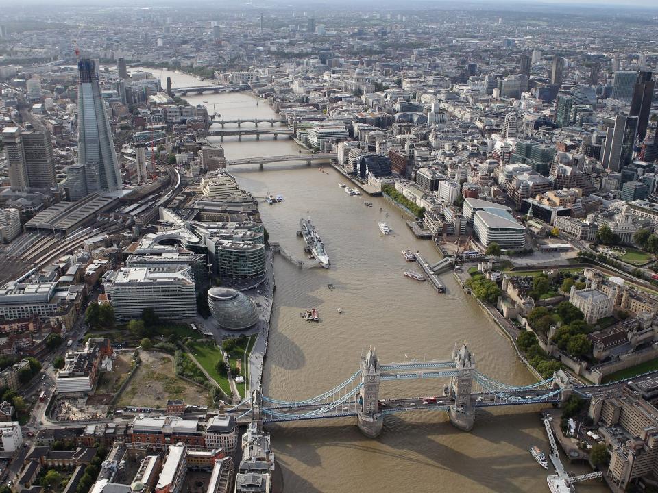 River Thames London Tower Bridge Shard