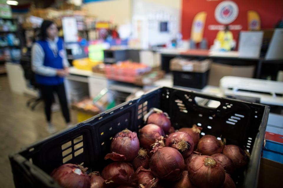 Groceries, including food and household items, are pictured at the Guru Nanak Food Bank in Delta, B.C on Friday April 19, 2024. The survey, which is an annual report on the income of Canadian individuals and households, showed that the number of Canadians living below the poverty line had increased to 9.9 per cent in 2022 from 7.4 per cent in 2021.