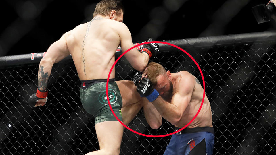 Conor McGregor, pictured here landing a brutal knee to the face of Donald Cerrone at UFC 246.