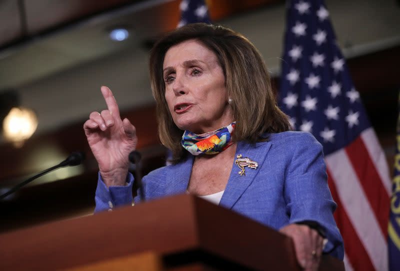 U.S. House Speaker Nancy Pelosi briefs reporters during weekly news conference on Capitol Hill in Washington