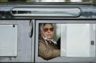 <p>The Queen in a Land Rover during the Royal Windsor Horse Show at Windsor Home Park, Berkshire, on 16 May 1987. (Getty Images)</p> 