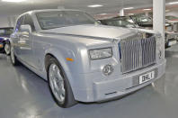 <p>One of the most imposing cars in Studio434 is this Rolls-Royce Phantom from 2010, which features a 6.75-litre V12 engine with an ample 453bhp. With 530lb ft of torque this leviathan can get from 0-62mph in just 5.7 seconds despite weighing <strong>2630kg</strong>. And yes that is the real number plate; lots of Rodgers cars have some rather special registrations.</p>