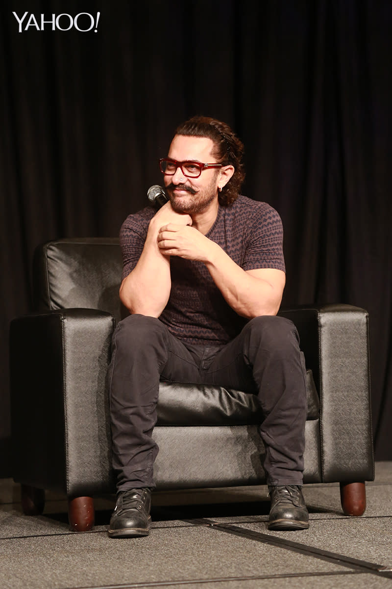 Bollywood superstar Aamir Khan at the press conference at Marina Bay Sands Convention Centre on 2 October 2017 to promote his new movie “Secret Superstar” (Photo: Yahoo Lifestyle Singapore)