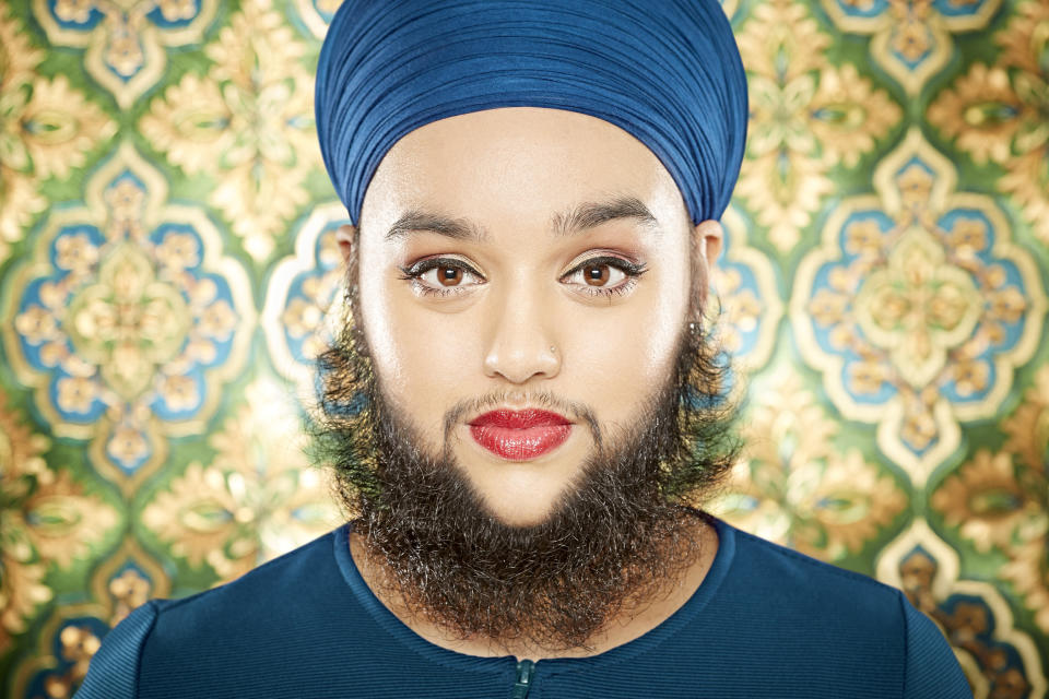 The youngest female with a full beard is 25-year-old Harnaam Kaur of Slough, UK. She was 24 years 282 days when she was confirmed as a record holder.