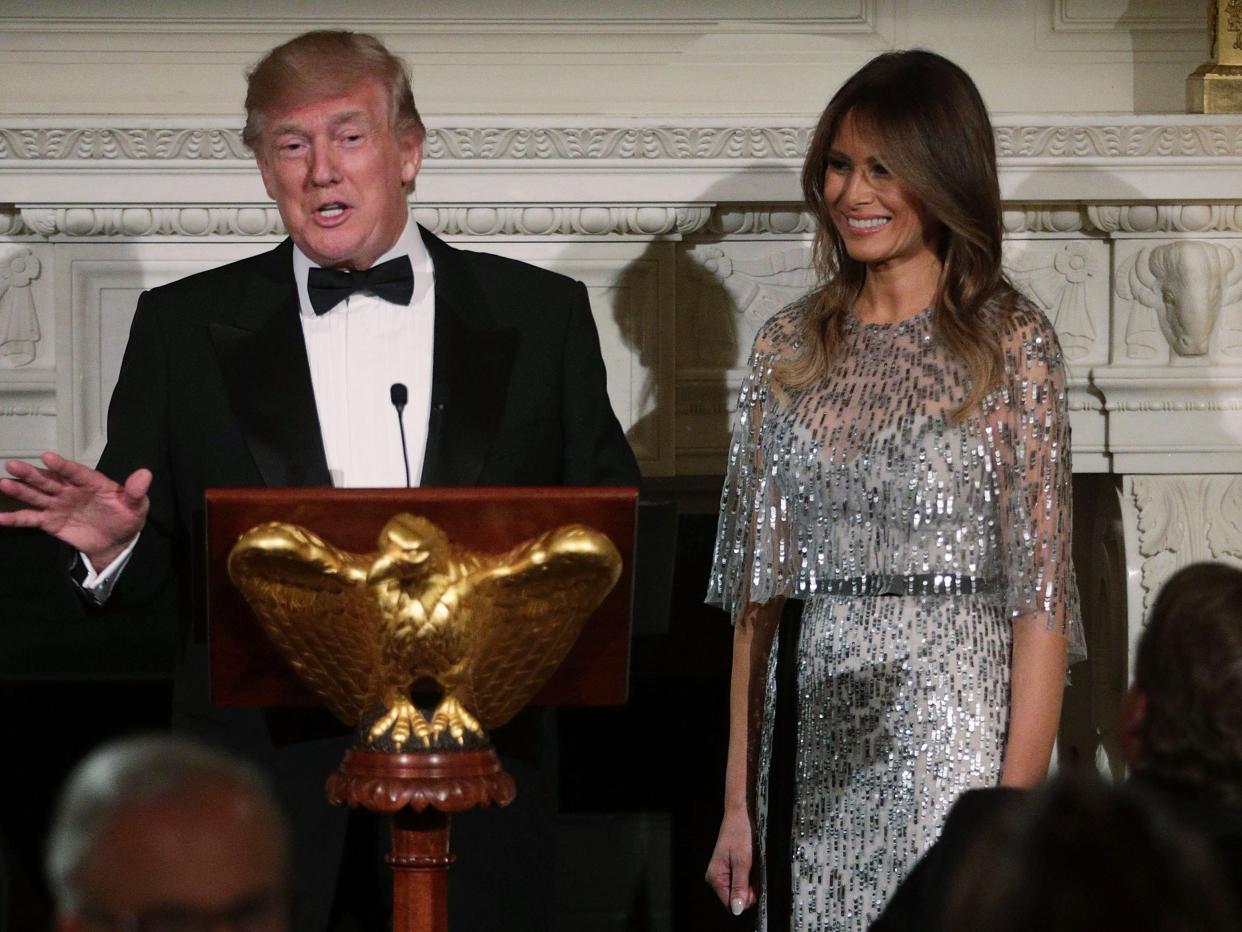 President Donald Trump and Melania Trump at a White House reception in 2017