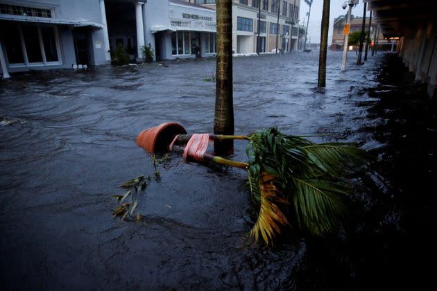 A flooded street is seen in downtown as Hurricane Ian makes landfall in Fort Myers on Wednesday. (Photo: Marco Bello via Reuters)