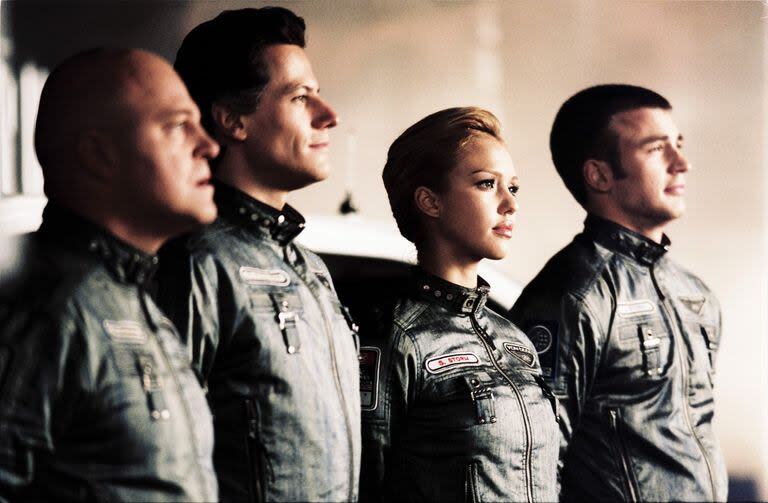 Los 4 Fantásticos modelo 2005: Michael Chiklis (Ben Grimm), Ioan Gruffudd (Reed Richards), Jessica Alba (Susan Storm) y Chris Evans (Johnny Storm)