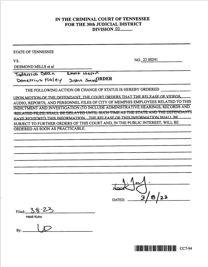 The release of about 20 hours of footage, audio, and documents relating to the internal investigation into Tyre Nichols' death in early January will not be released Wednesday after Shelby County Criminal Court Judge James Jones Jr. signed a court order blocking the release.