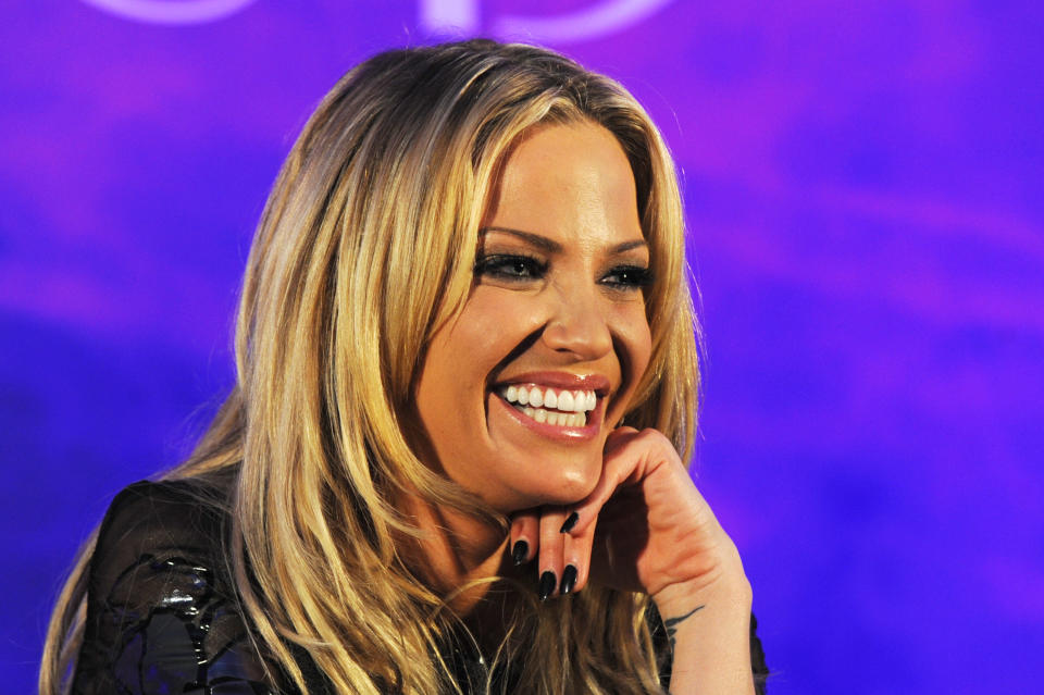 Sarah Harding of Girls Aloud poses at a press conference to announce 'Girls Aloud Ten, The Hits Tour 2013' at The Corinthia Hotel on October 19, 2012 in London, England. (Photo by Dave J Hogan/Getty Images)