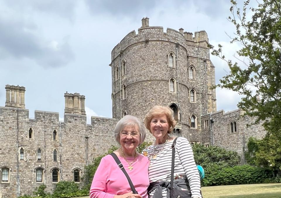 Angelina DeFatta Rice, left, and Sherrie DeFatta at Windsor Castle during their vacation to London and Paris. 