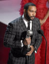 Omari Hardwick accepts the award for outstanding actor in a drama series for ???Power??? at the 50th annual NAACP Image Awards on Saturday, March 30, 2019, at the Dolby Theatre in Los Angeles. (Photo by Chris Pizzello/Invision/AP)